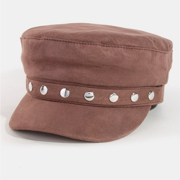 Page Boy Cap with Silver Tone Studded Detail Multiple Colors O/S (fits most) - Picture 4 of 7